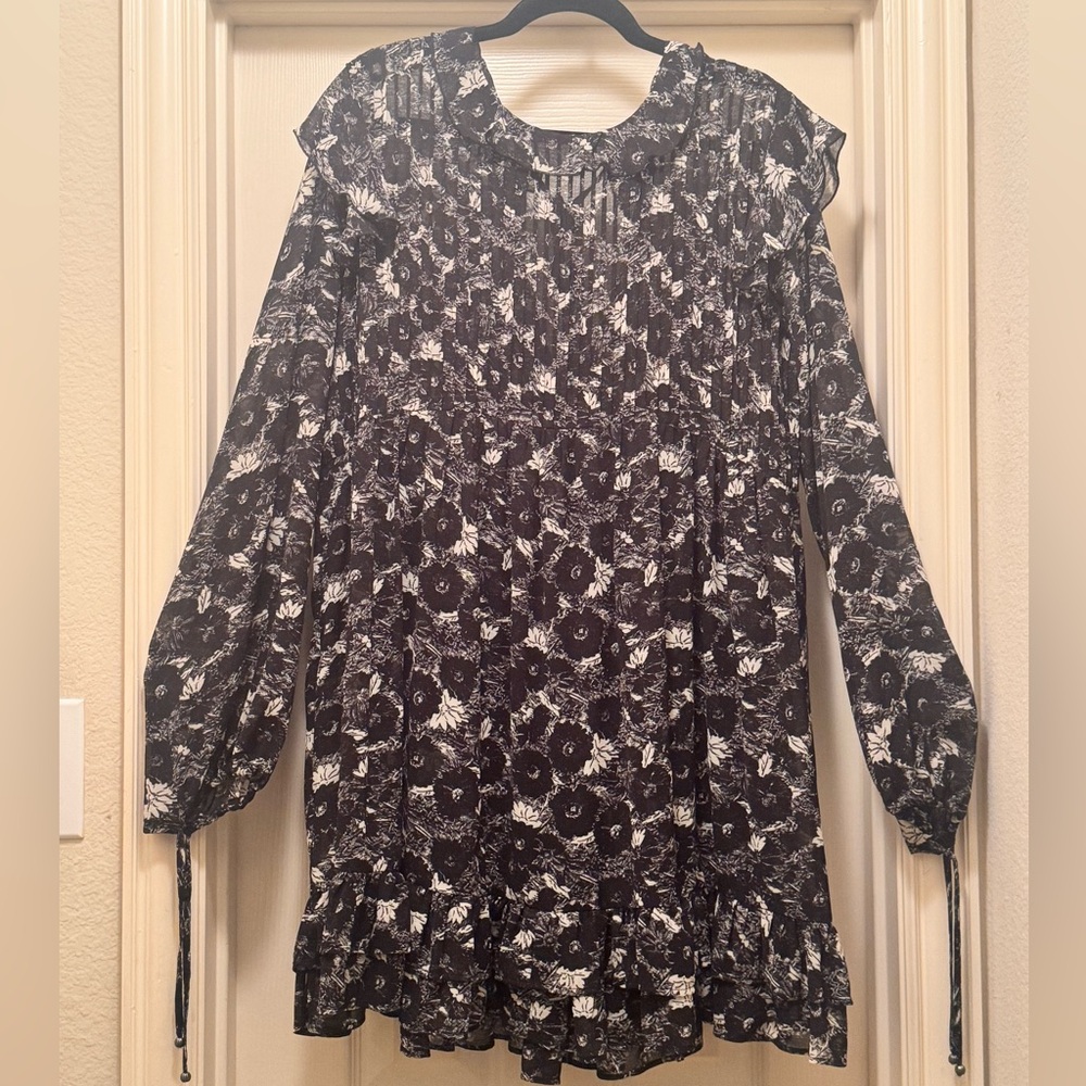 EUC Free People Floral Long Sleeve Dress Size Large